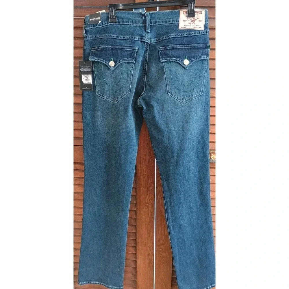 True Religion Jeans Mens Size 33x34‎ Ricky Big T Flap Relaxed Straight Sunkissed